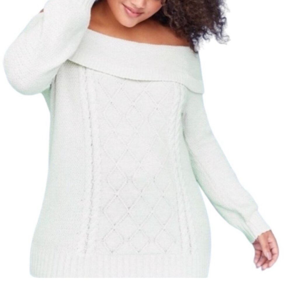 Lane Bryant Off-the-shoulder Cable Knit Sweater